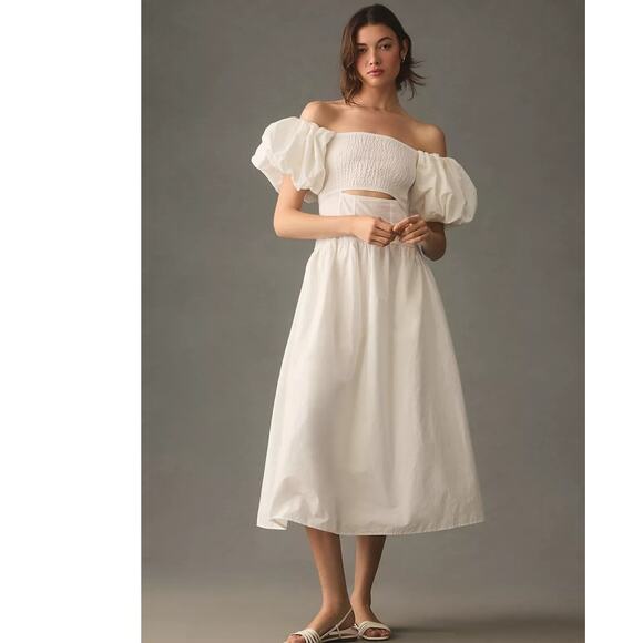 New Anthropologie Moon River Off-The-Shoulder Cutout Maxi Dress $148 XXS